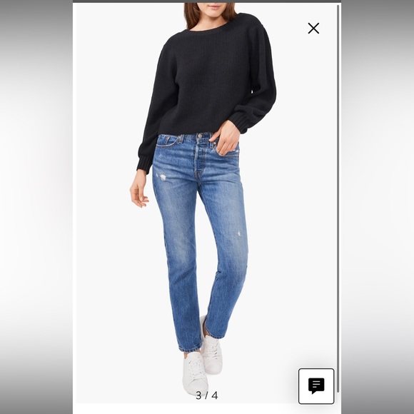 1.STATE Jewel Back Button Up Balloon Sleeve Sweater Cardigan - Picture 4 of 10